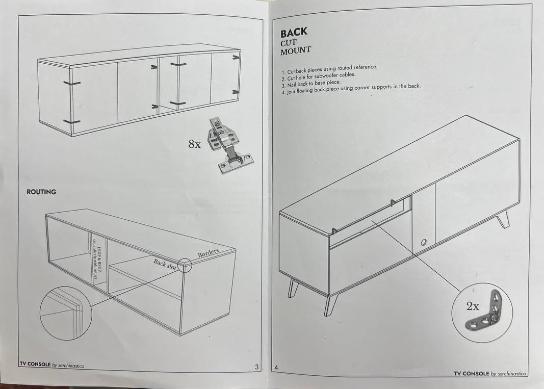 Manual I created for a piece of furniture