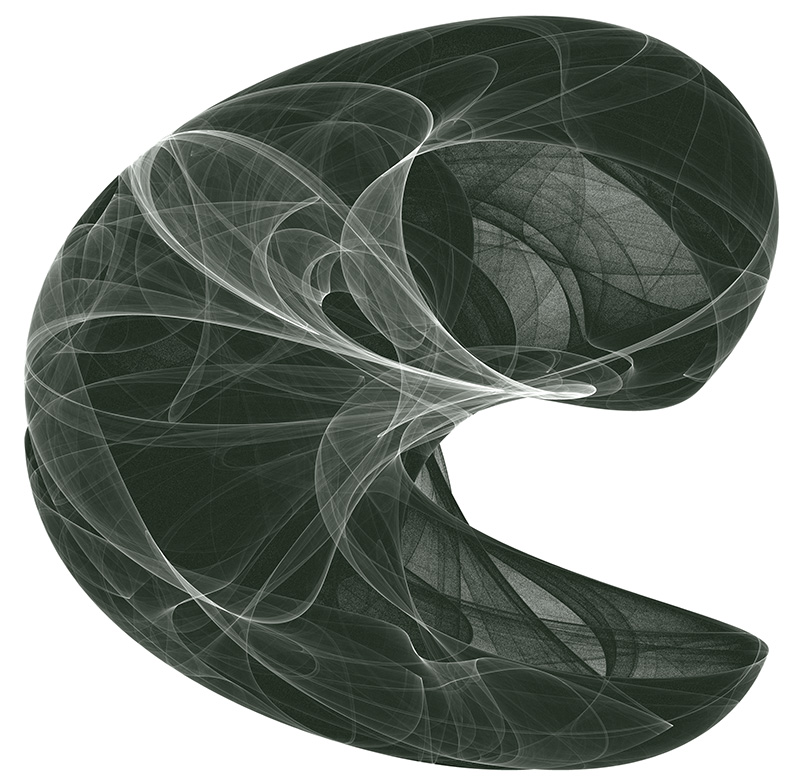 Credit to Paul Burke for this the beautiful visualization of a Peter de Jong Attractor